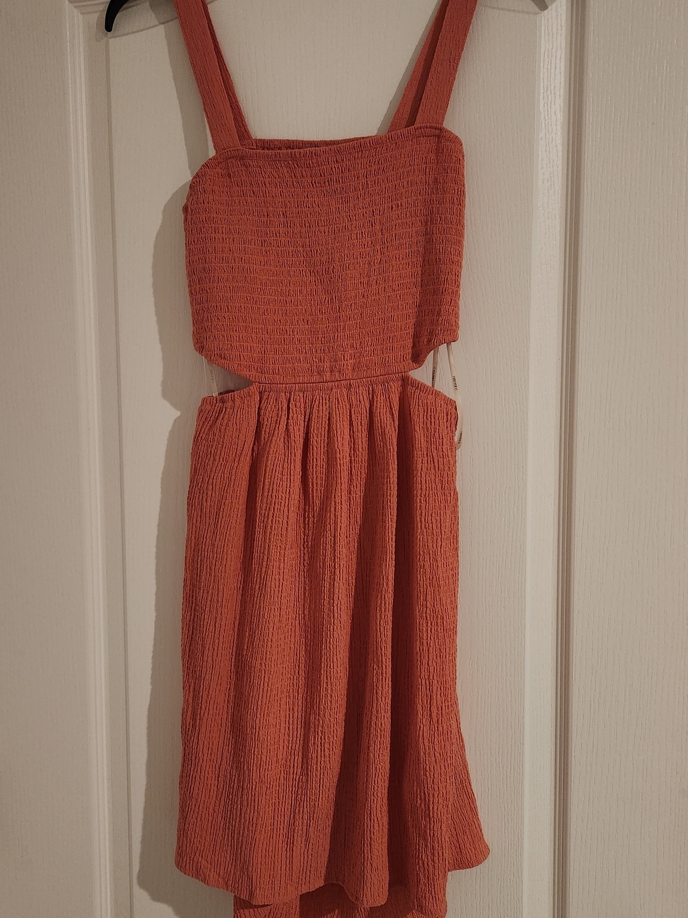Forever 21 Terra Cotta Smocked Midi Dress with Side Cutouts